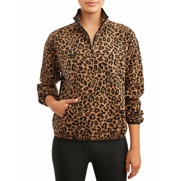 No Boundaries Girls 11-13 L Leopard Fleece 1/4 Zip Pullover Jacket Youth Teen - Picture 1 of 7